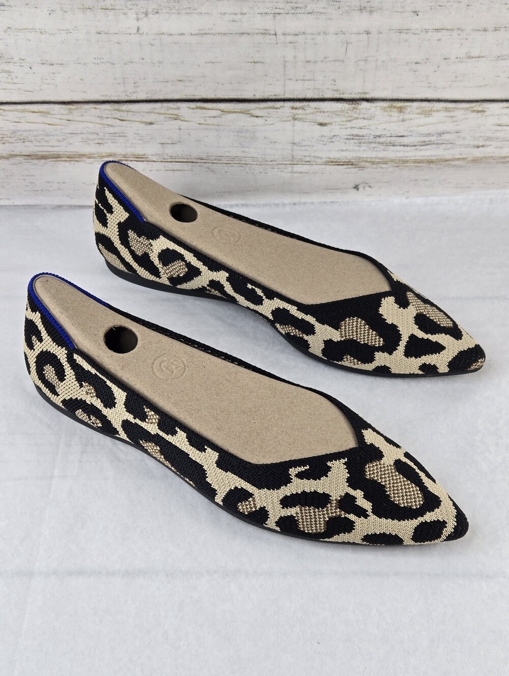 Rothy's Ballet Flats Pointed Toe Desert Cat Leopard Print Knit Women's Size 8